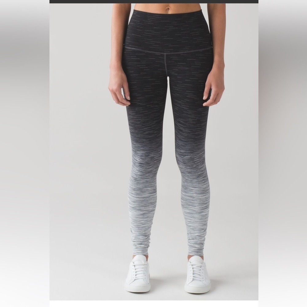 Lululemon Wunder Under High-Rise Leggings Ombré Space Dye Black Grey Yoga 6